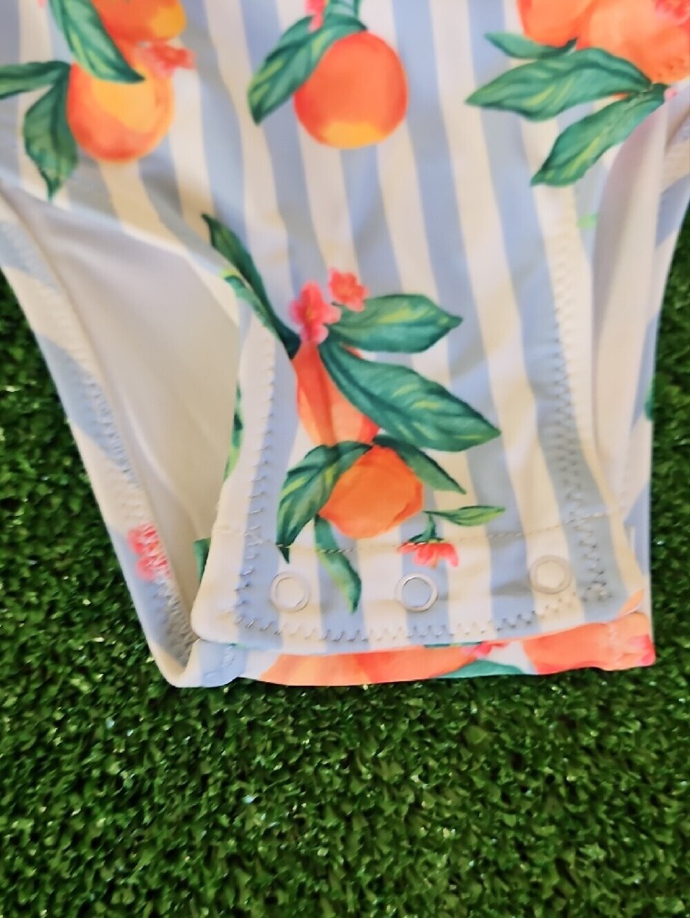 Old Navy Girls Peach Print One-Piece Swimsuit - White, Blue, Orange, Green - Picture 4 of 4